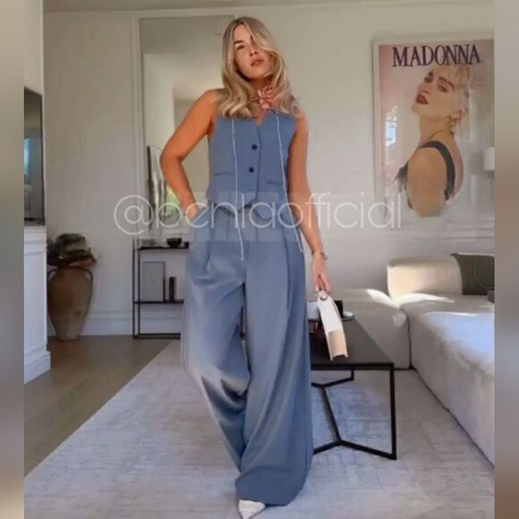 ZARA BLUE BUTTON TAILORED VEST - Picture 3 of 12